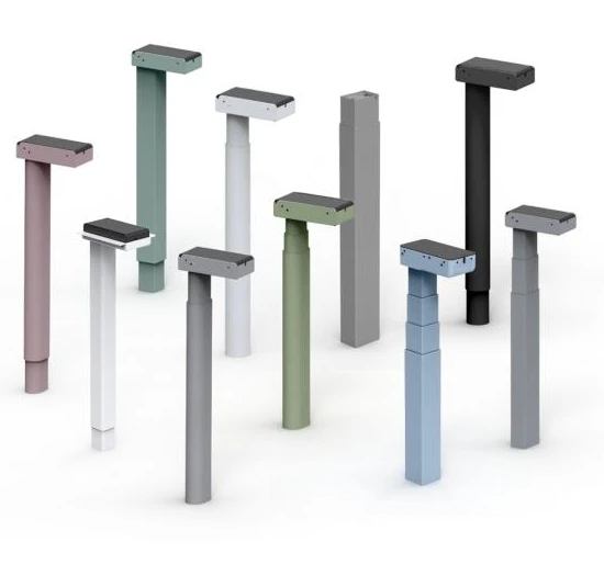 Complete group of lifting columns in a variety of frame colors