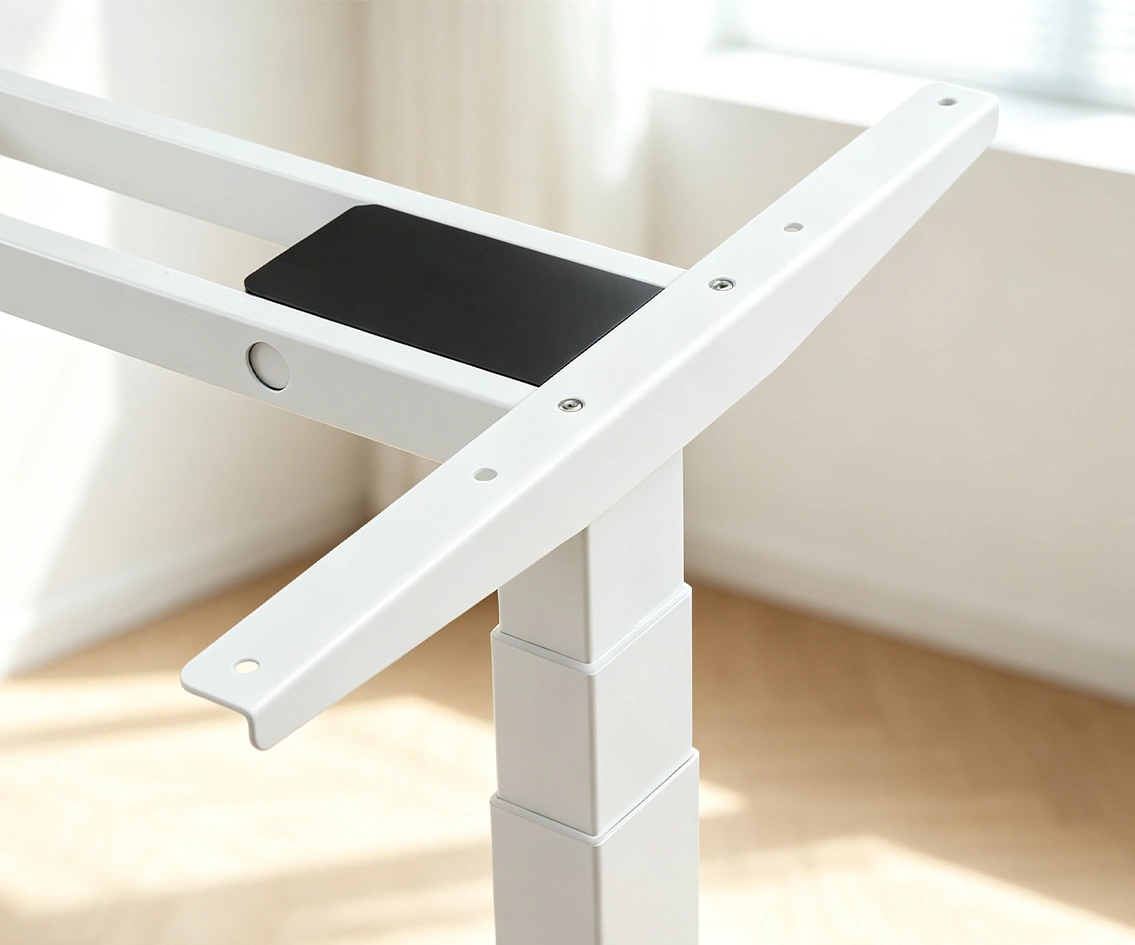 White steel frame and telescopic lifting-column connections