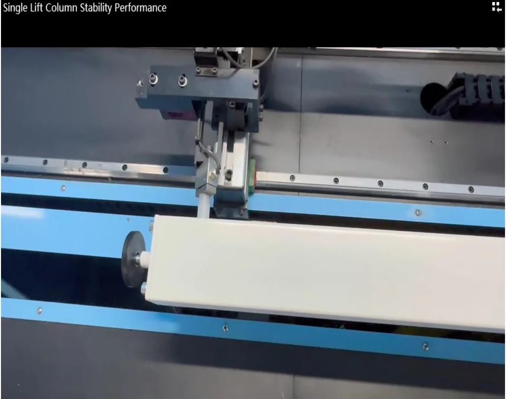 Lift column moving through a stability test rig